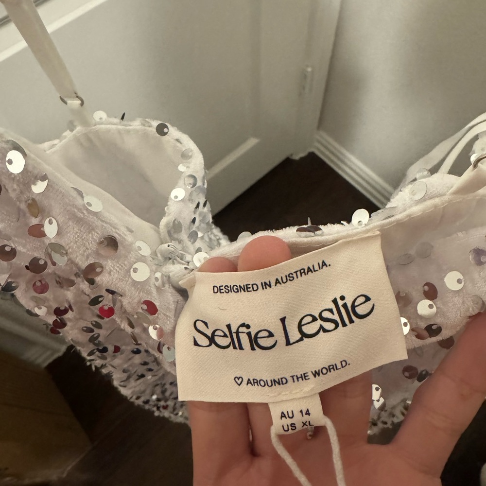 Selfie Leslie White Sequin Mini Dress - Picture 4 of 4